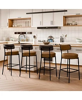 Dyhome 24 inches Bar Stools Set of 2, Counter Height with Leather Pad Wood Back, Upholstered Barstools for Kitchen Island, Cafe
