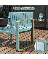 Patio Chairs Set of 4 Weather-resistant Plastic Outdoor Armchairs