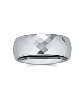 Bling Jewelry Multi Faceted Prism Cut Titanium Band Rings Silver Tone Comfort Fit 8MM