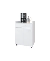 Burnside Kitchen Cart with 2 Doors and 1 Drawer, White