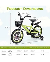 16 Inch Kids Bike Adjustable with Detachable Training Wheels for 4-8 Years Old