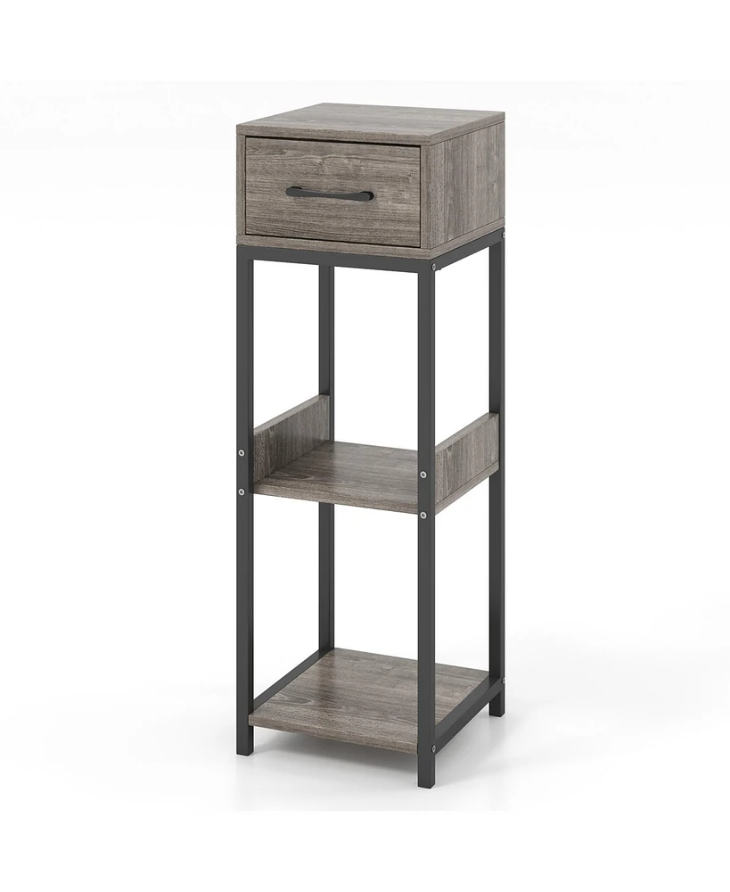3-Tier Tall Plant Stand with Stylish Drawer & Storage for Home or Office