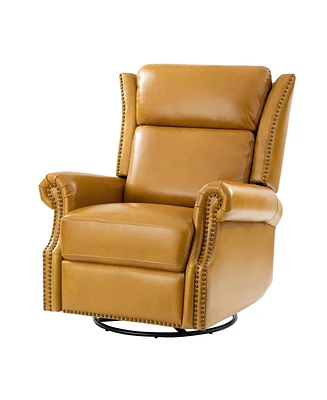Paoletta Genuine Leather Manual Swivel Glider Recliner