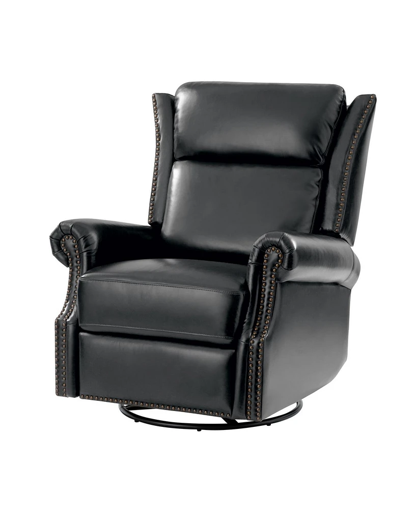 Paoletta Genuine Leather Manual Swivel Glider Recliner