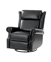 Paoletta Genuine Leather Manual Swivel Glider Recliner