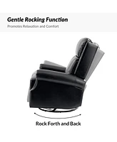 Paoletta Genuine Leather Manual Swivel Glider Recliner