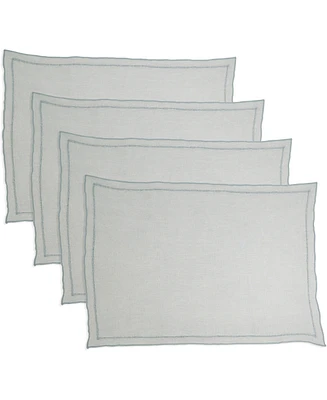 Saro Lifestyle Stonewashed Overlock Linen Edge Placemats, 14" x 20"