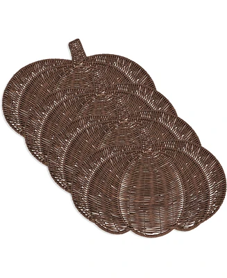 Saro Lifestyle Fall Harvest Rattan Pumpkin Placemats, 13" x 17"