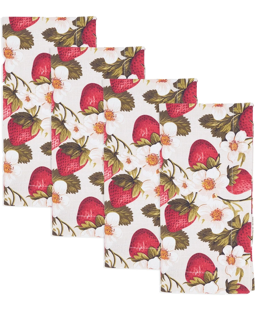 Saro Lifestyle Breezy Juicy Strawberry Cotton Napkins, 20" x 20"
