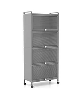 5-Tier Kitchen Baker's Rack with Flip-Up Pc Doors – Microwave Stand with Storage Shelves & Cabinet