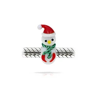 Bling Jewelry Set of 2 Christmas Charm Bead Snowman Murano Glass Silver for European Bracelet