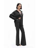 Nocturne Women's Crumpled Fabric Draped Shirt