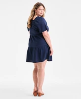 Style & Co Plus Square-Neck Tiered Dress, Exclusively at Macy's