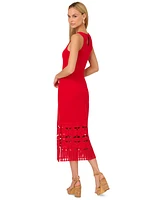 Adrianna by Papell Women's Knit Crochet Sleeveless Midi Dress
