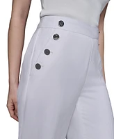 Karl Lagerfeld Paris Petite Button-Trim-Pocket Pants