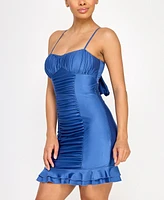 City Studios Juniors' Ruched Ruffled Bodycon Dress