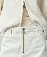 Mango Women's Zipper Wide Leg Jeans