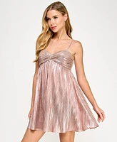Seni & Cade Juniors' Metallic Pleated Fit Flare Dress