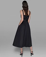 Karl Lagerfeld Paris Women's Square-Neck Belted Fit & Flare Dress