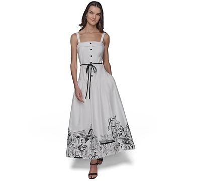 Karl Lagerfeld Paris Women's Border Rope-Belt Midi Dress