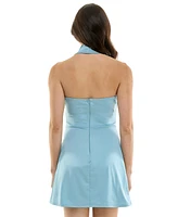 Seni & Cade Juniors' Ruched Bodycon Halter Dress