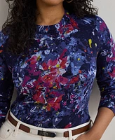 Lauren Ralph Plus Print Cotton-Blend Sweater