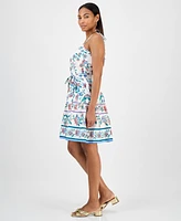julia jordan Women's Printed Sleeveless Fit & Flare Dress