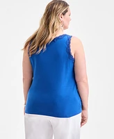 Style & Co Plus Lace-Trimmed Tank Top, Exclusively at Macy's