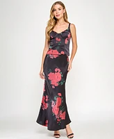 Seni & Cade Juniors' 2-Pc. Floral-Print Corset Gown Set