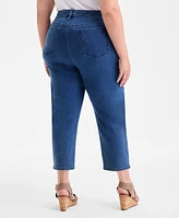Style & Co Plus Eyelet Embroidered Cropped High Rise Straight Leg Jeans. Exclusively at Macy's