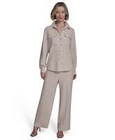 Halston Women's Drawstring Pull-On Wide-Leg Pants