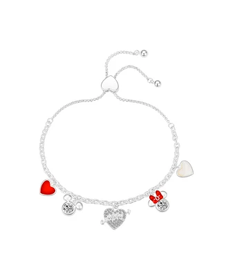 Disney Crystal Mickey and Minnie Heart Bolo Bracelet