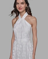 Karl Lagerfeld Paris Women's Organza Burnout Midi Dress