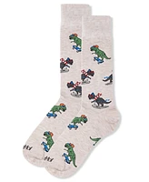 MeMoi Men's Skiing and Skating Dinosaurs Novelty Crew Socks