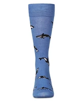 MeMoi Men's Whales Rayon Crew Socks