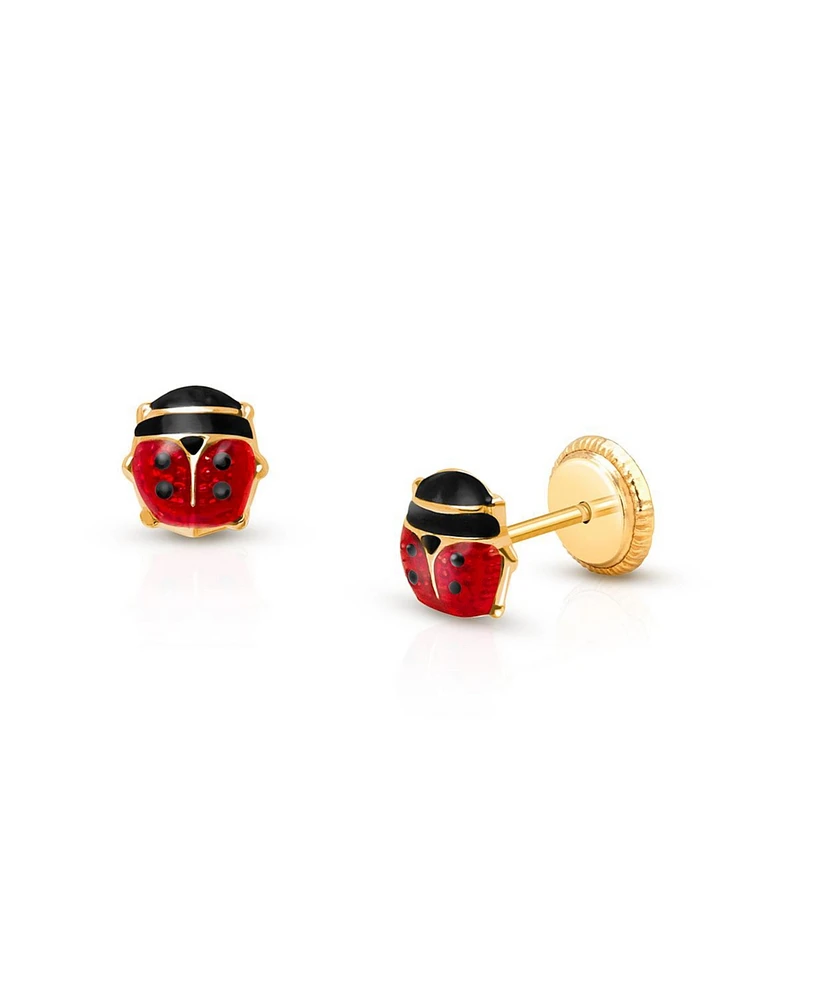 Tiny Blessings Children's 14K Gold Red Lil' Ladybug Studs Girls' Screw Back Earrings