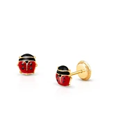 Tiny Blessings Children's 14K Gold Red Lil' Ladybug Studs Girls' Screw Back Earrings