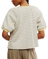 Free People Women's Tropic Striped Cotton Tie-Front Sweatshirt