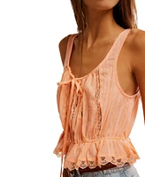 Free People Women's Alana Lace-Trim Cotton Sleeveless Top