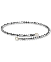 Eliot Danori Silver-Tone Imitation Pearl & Cubic Zirconia Maisie Bypass Bracelet, Exclusively at Macy's