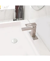 Single Hole Single-Handle Low-Arc Bathroom Faucet Water-Saving Vanity With Drain Kit In Brushed Gold