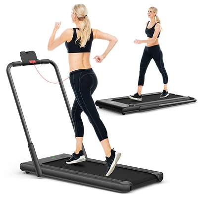 2-in-1 Folding Walking Pad Treadmill – Led Display, Remote Control, and Ultra-Compact Design for Home Fitness