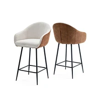 Set of 2 Modern Counter Height Bar Stools, Two-Tone Design for Kitchen Island & Home Bar-The Pop Home
