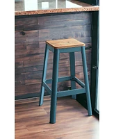 Wood and Metal Counter Height Bar Stool for Dining or Bar Seating