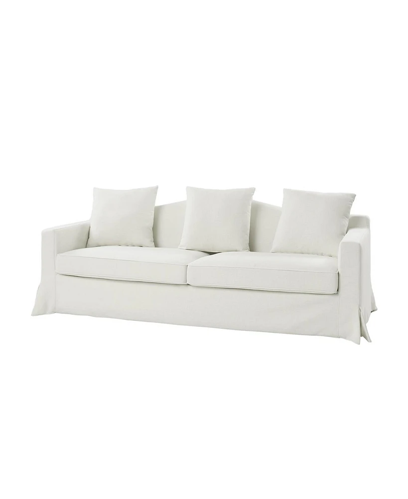 Traditional Antonio 83" Curved Back Slipcovered Sofa with Toss Pillows