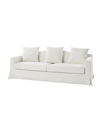 Traditional Antonio 83" Curved Back Slipcovered Sofa with Toss Pillows