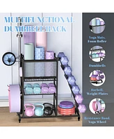 Mythinglogic Weight Capacity Yoga Mat Storage, Large Capacity Home Gym Workout Equipment Storage Rack