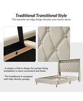 Anbrosio 62" Wingback Bed With Built-In Lighting and Power Outlets