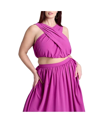Eloquii Plus Shirred Wrap Crop Top