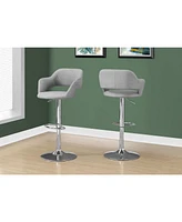 24 " Light Grey And Silver Metal Low Back Bar Height Bar Chair